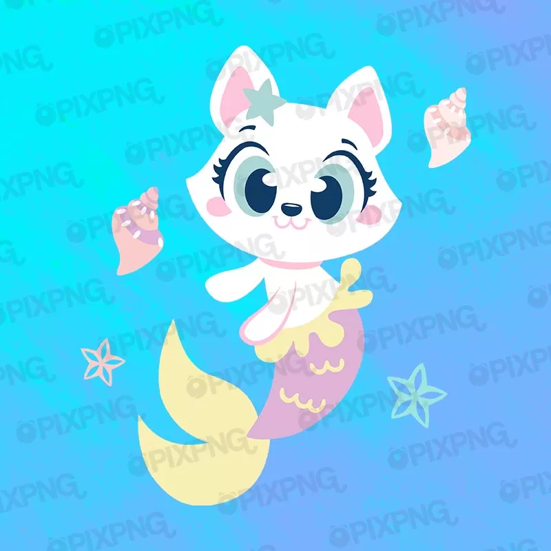 Gatinha Mermaid Kawaii Pixpng