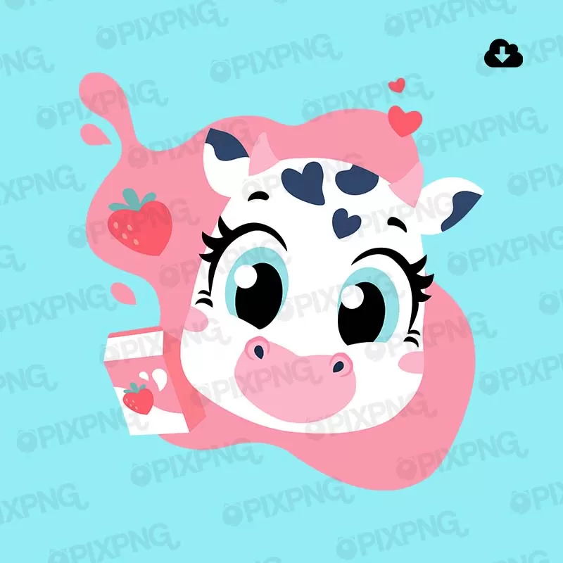 Moo Kawaii Strawberry Pixpng
