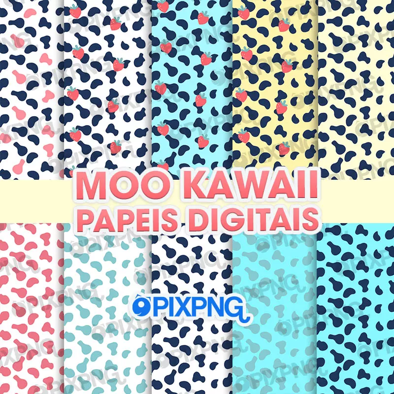 Moo Kawaii Papeis Digitais Pixpng
