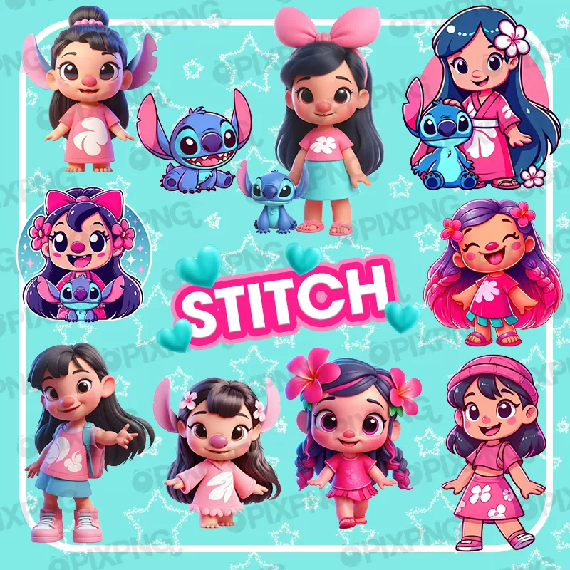 Stitch e Angel Cute Png 2D - 2