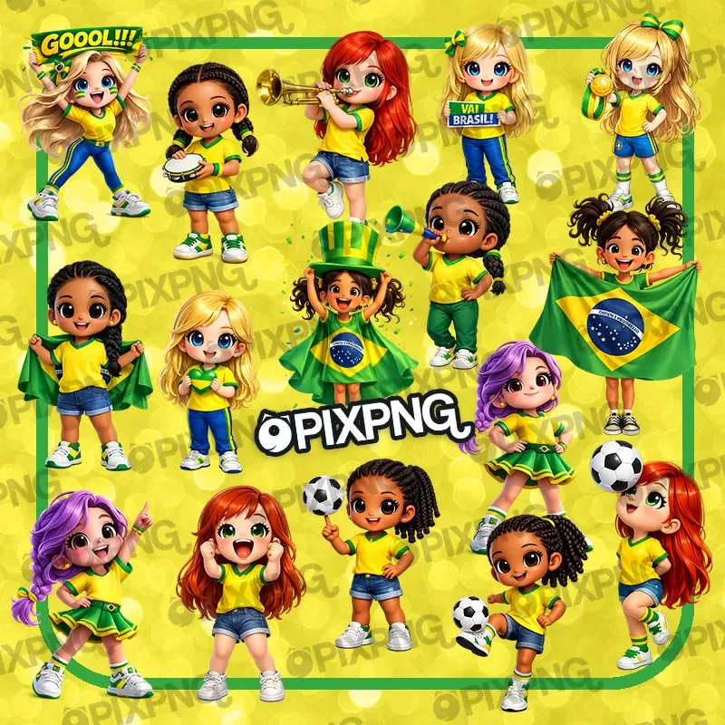 Girls Copa do Mundo Brasil PNG para Personalizados