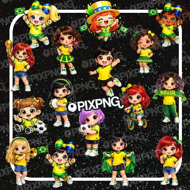 Meninas Cute PNG Copa do Mundo para Personalizados